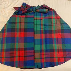 ANTHROPOLOGIE Maeve A-line midi holiday skirt plaid size 10 red/green/blue